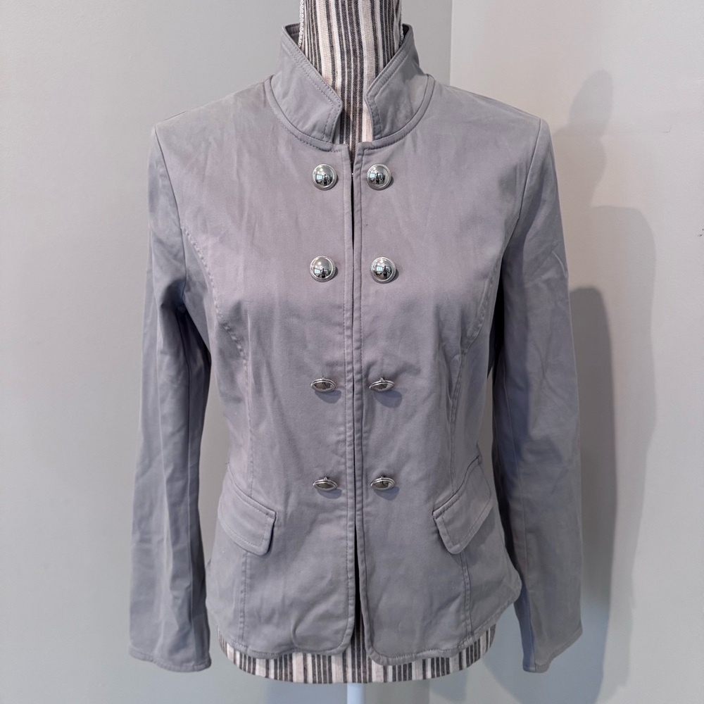 White House Black Market Utility Military Blazer Hook Button Jacket SIZE 6